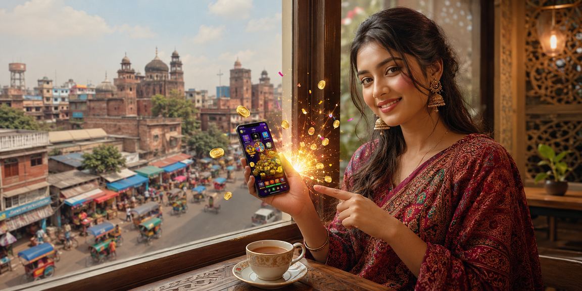 বগুড়ায় মোবাইলে ক্যাশব্যাক বোনাস চেক করছেন খেলোয়াড়
